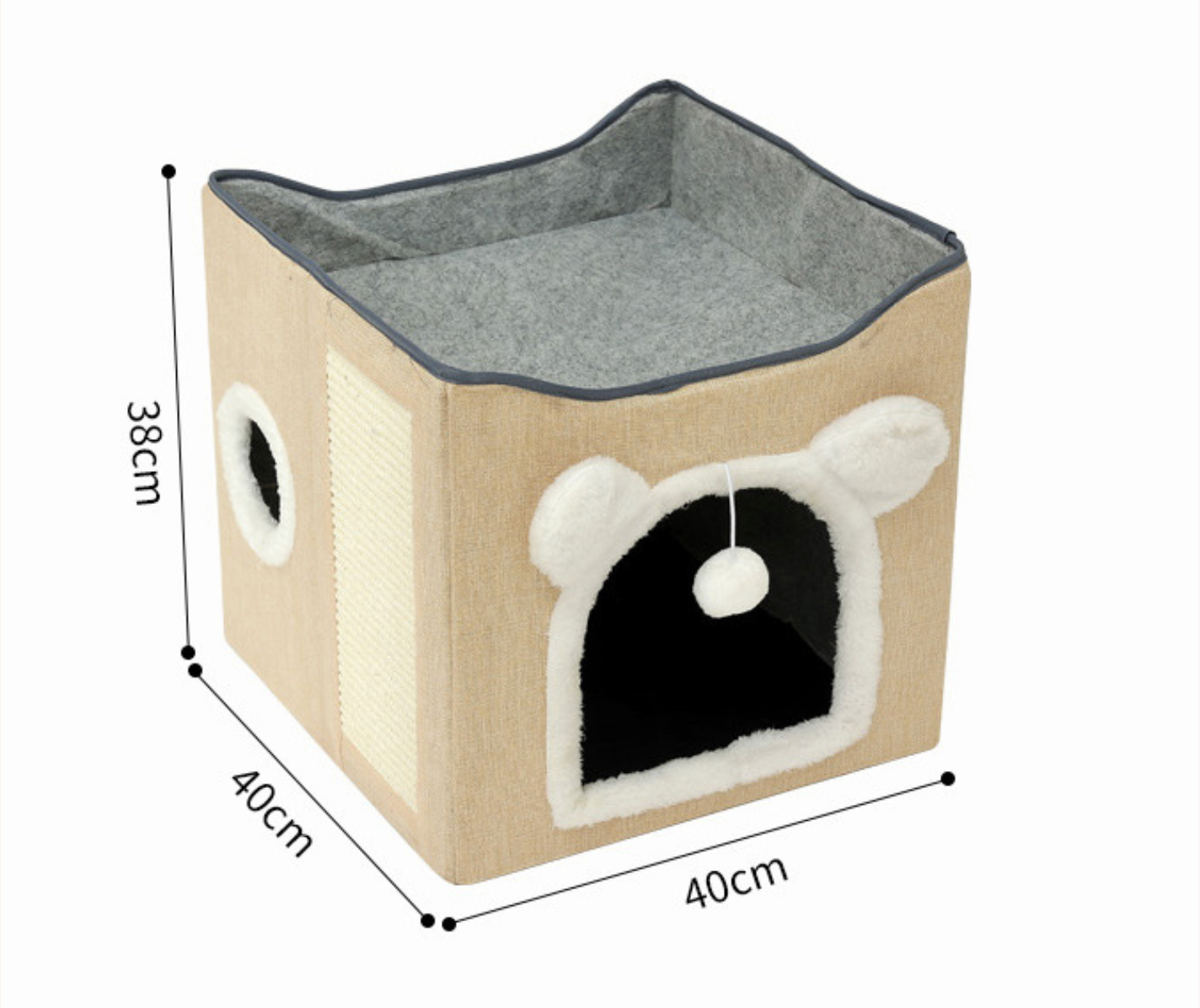 Big Cat Cave Cozy Cat Nest Bed Double Layer Hideaway Condo with Scratch Pad
