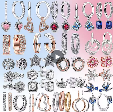 Original 925 Sterling Silver Earrings Sparkling