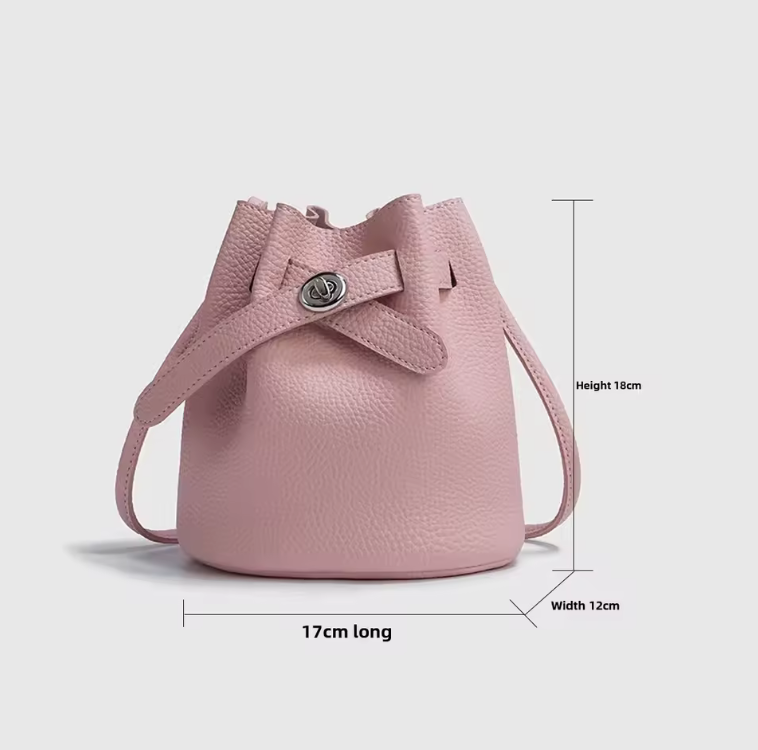 High-End Feel Lychee Pattern Pink Women's Crossbody Bag