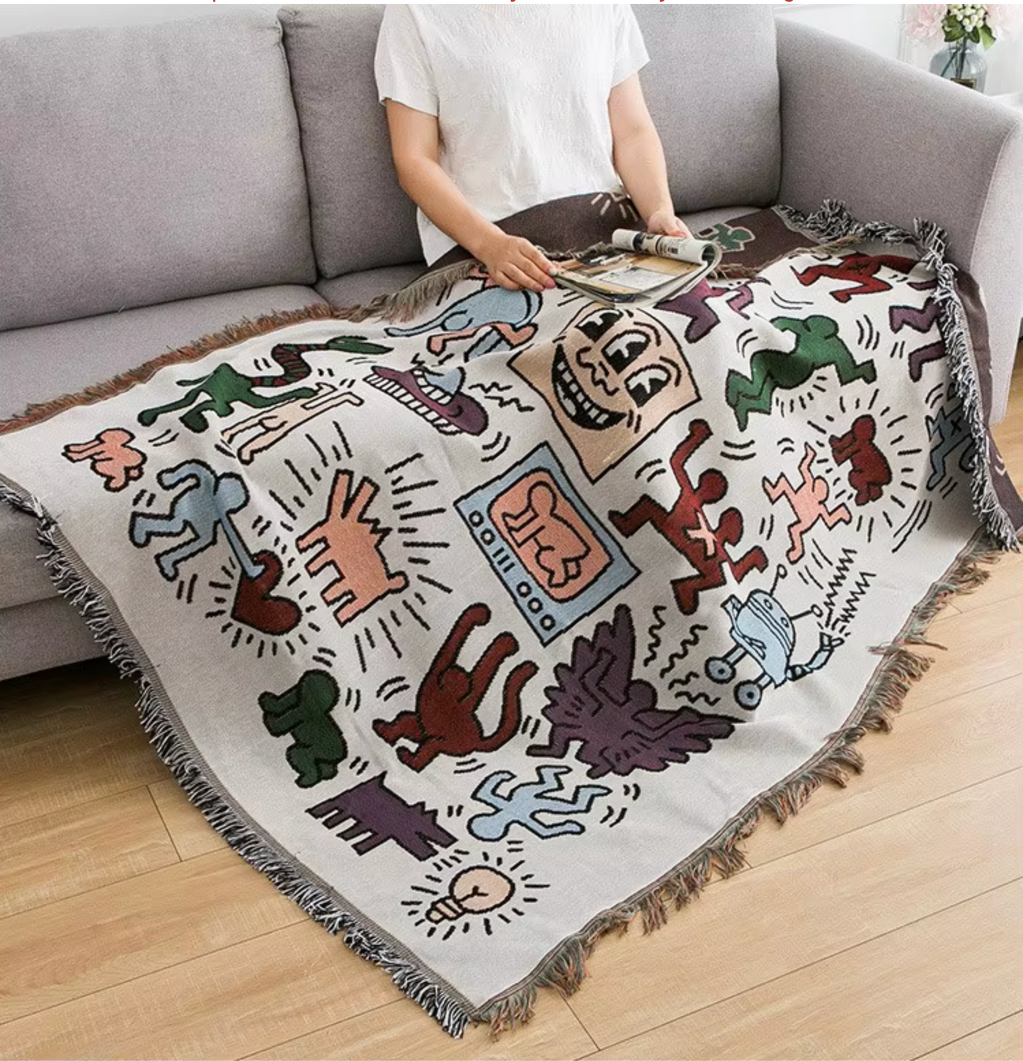 American Style Graffiti Sofa Cover Fabric Sofa Cover Inset Style 180X180CM