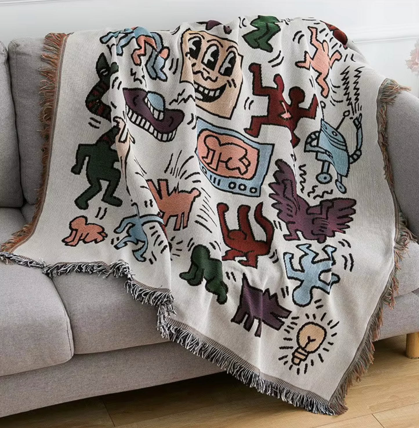 American Style Graffiti Sofa Cover Fabric Sofa Cover Inset Style 180X180CM
