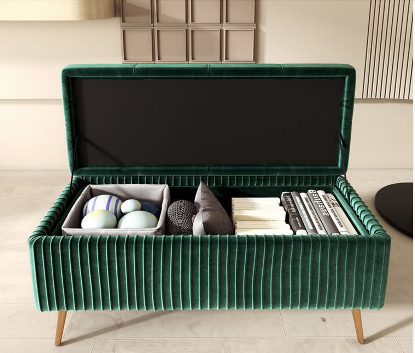 Modern Velvet Storage Bench Ottoman 1500mm