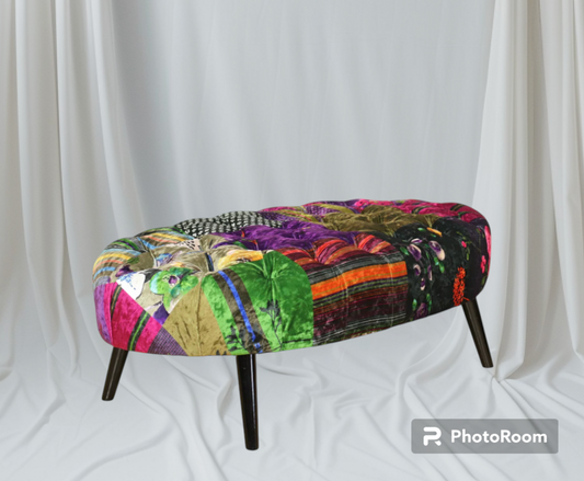 Oval Patchwork Ottoman