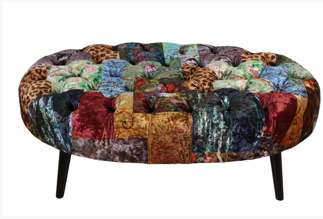 Oval Patchwork Ottoman