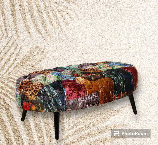 Oval Patchwork Ottoman