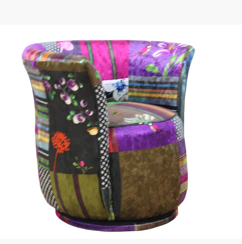 Patchwork Tub Swivel Chair