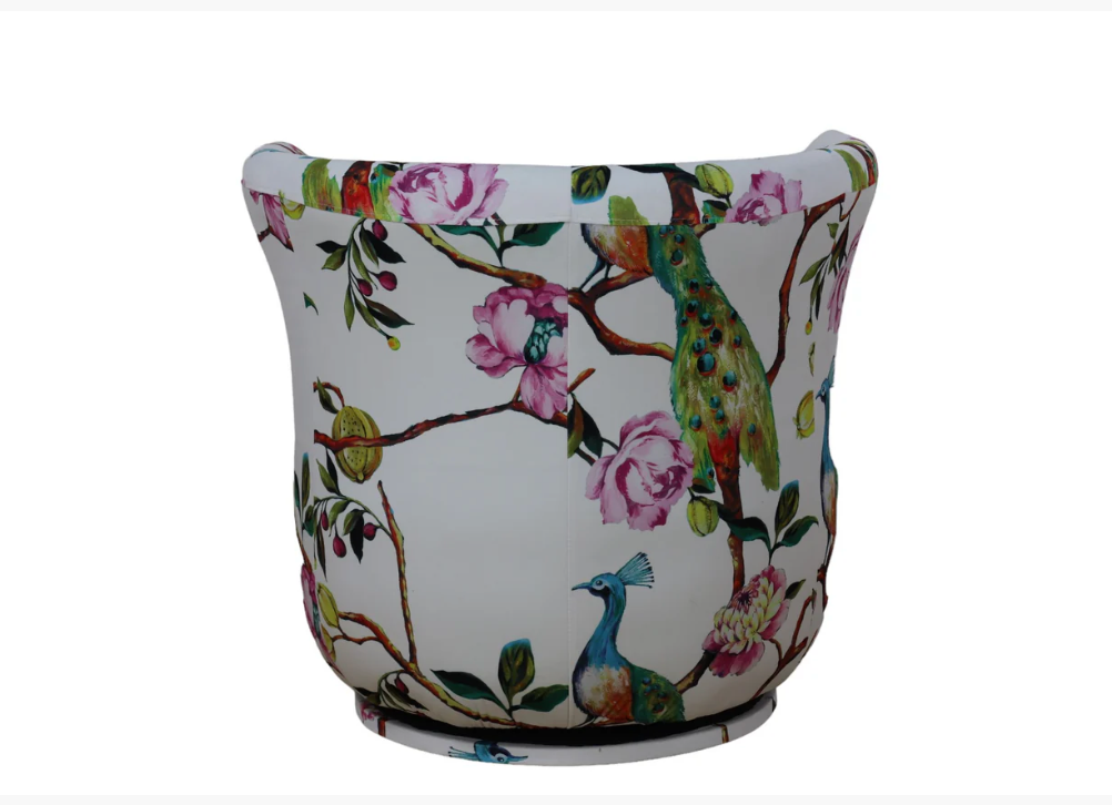 Tub Swivel Chair, Peacock White/Black