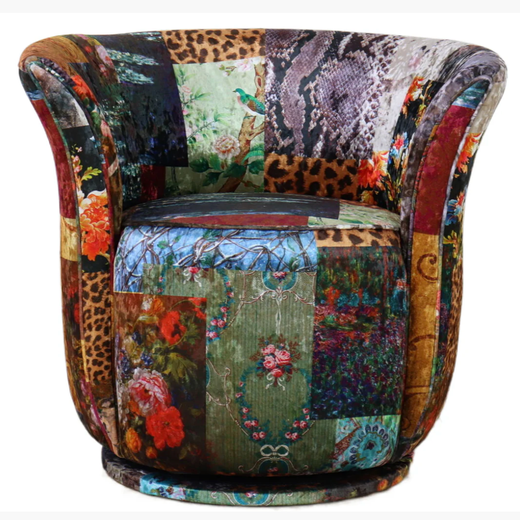 Patchwork Tub Swivel Chair
