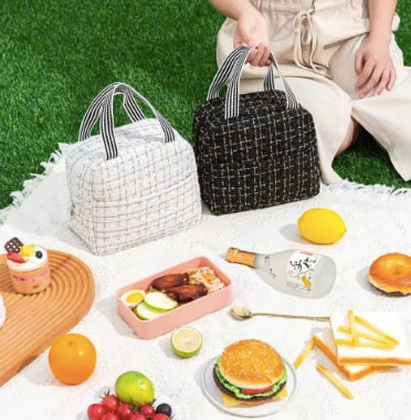 Portable Bento Bag Thermal Insulated Canvas Lunch Bag
