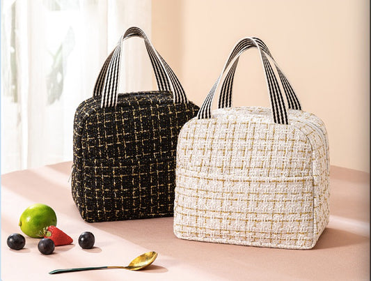 Portable Bento Bag Thermal Insulated Canvas Lunch Bag
