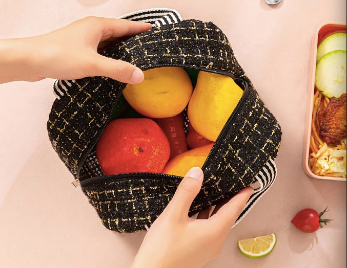 Portable Bento Bag Thermal Insulated Canvas Lunch Bag