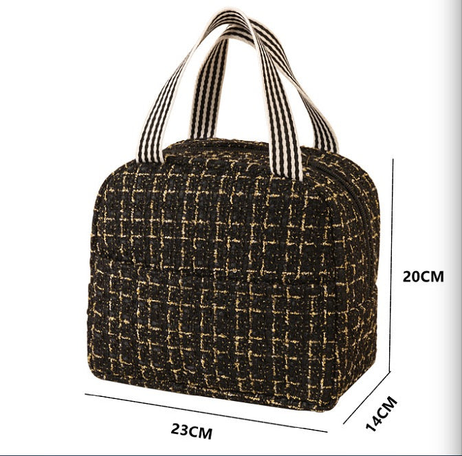 Portable Bento Bag Thermal Insulated Canvas Lunch Bag