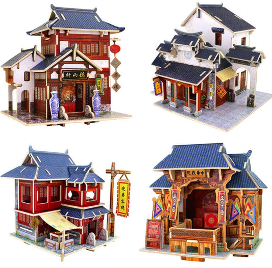 Miniature Dollhouse Kit DIY Miniature Room Set Traditional Chinese motel