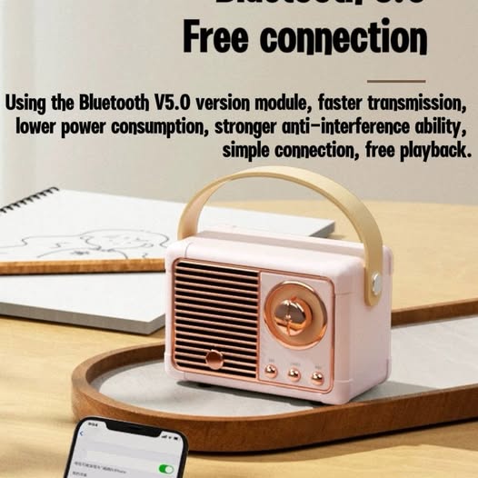 Bluetooth wireless speaker · Retro Speaker · Radio · Girl · gift · Mini（Pink）