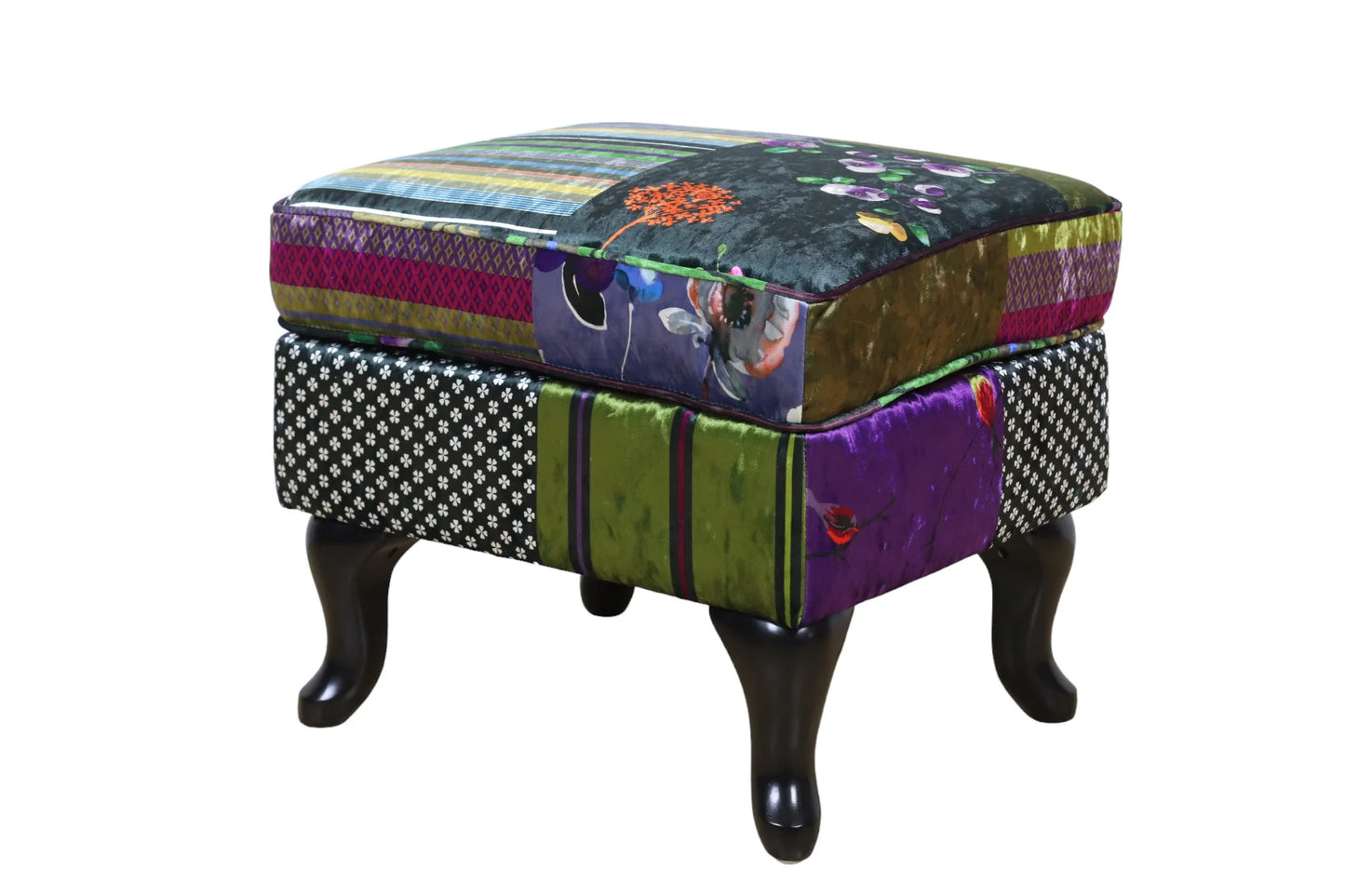 The Patchwork Ottoman combines expert craftsmanship
