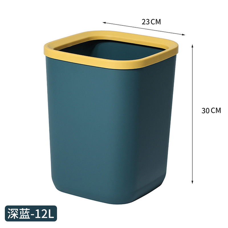 Plastic Trash Can Living Basket (dark Blue 10l) Outdoor Bathroom Square Garbage