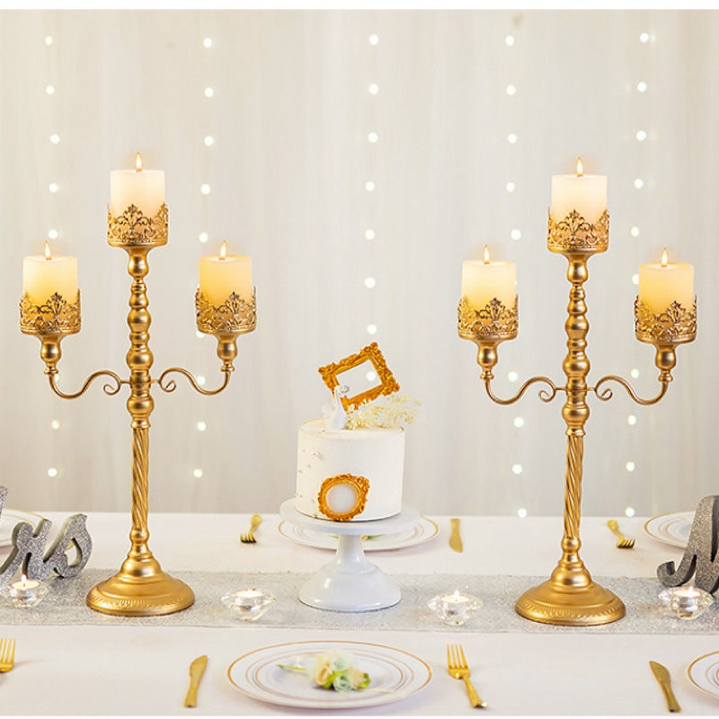 Metal Candelabra for Wedding Table Decorations Candlestick Gold White Silver 3 Arms