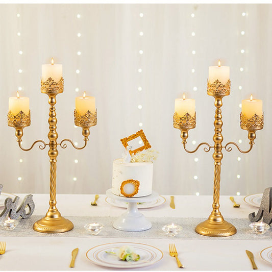 Metal Candelabra for Wedding Table Decorations Candlestick Gold White Silver 3 Arms