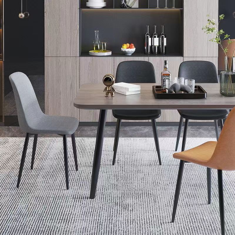 Dining chair simple back chair with steel legs