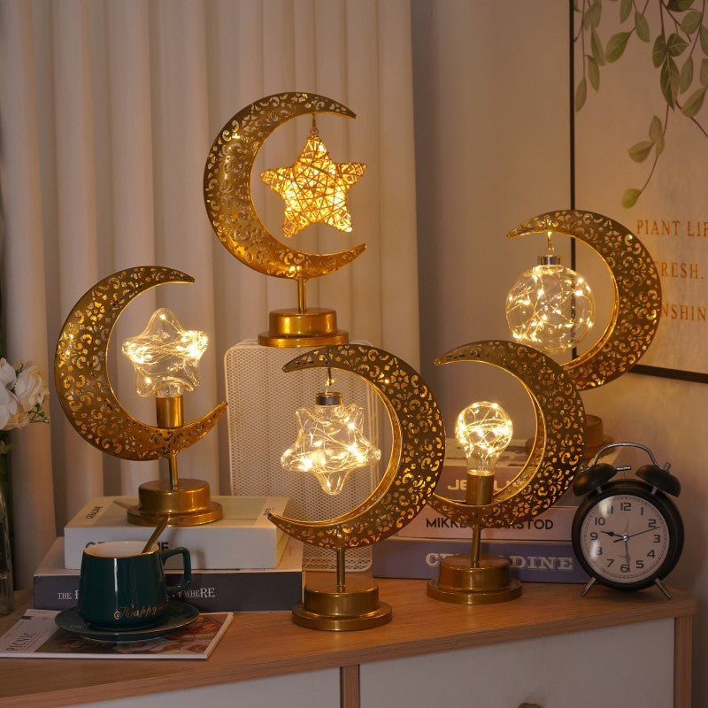 Ramadan Moon Star Light Gold EID Mubarak Ornaments Castle