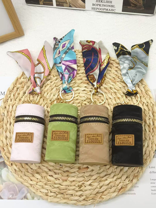 PU Mini Handbag with Scarf Bag Pendant Printed Coin Purse