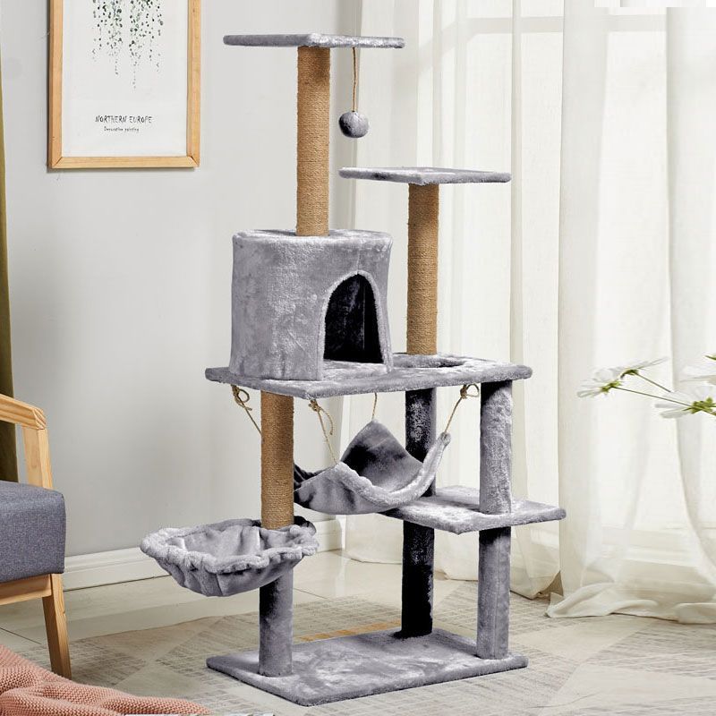 Multi-layer Cat Tree House With Swing Hammock Cat Climbing Tower