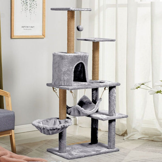 Multi-layer Cat Tree House With Swing Hammock Cat Climbing Tower