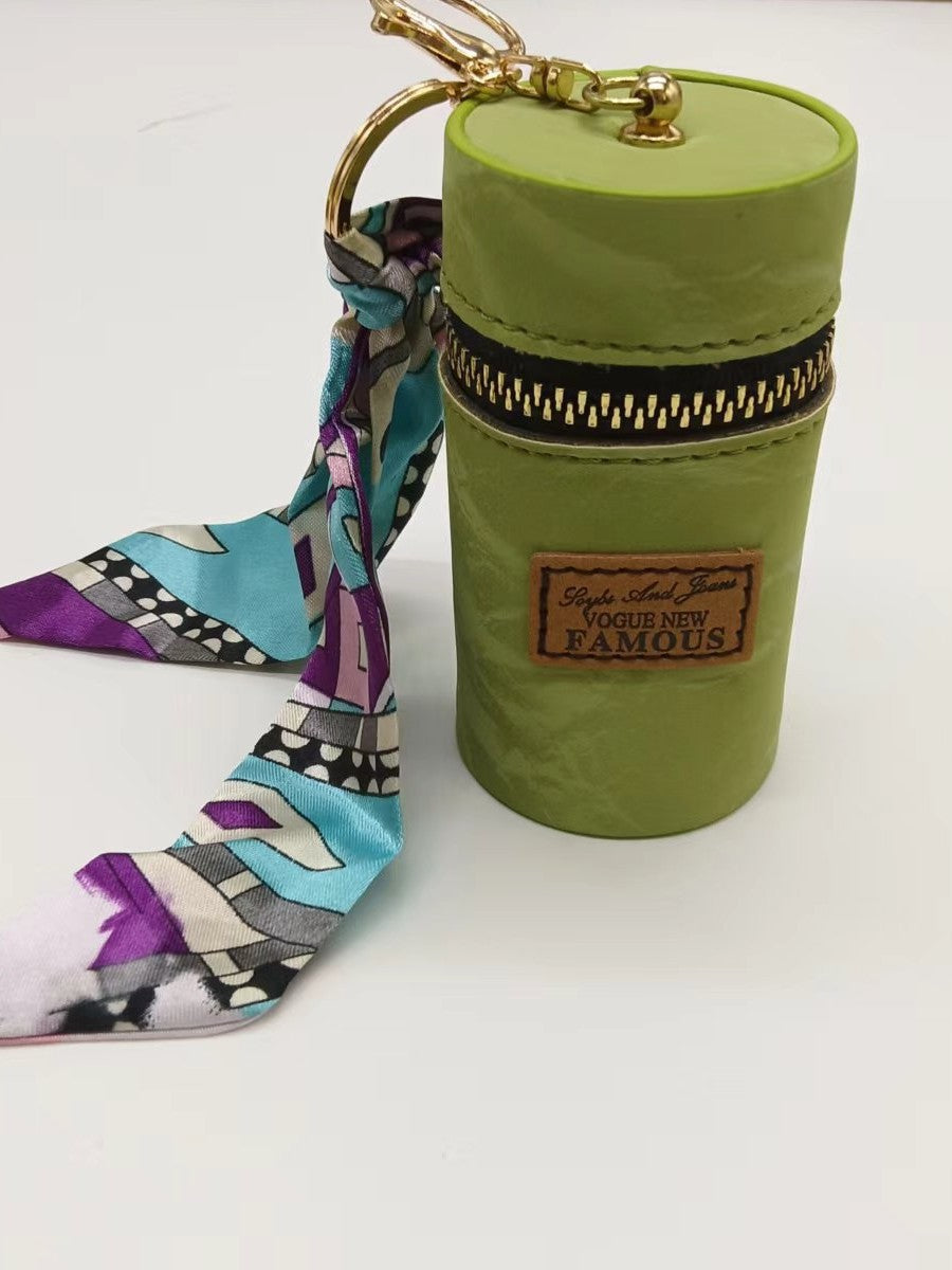 PU Mini Handbag with Scarf Bag Pendant Printed Coin Purse
