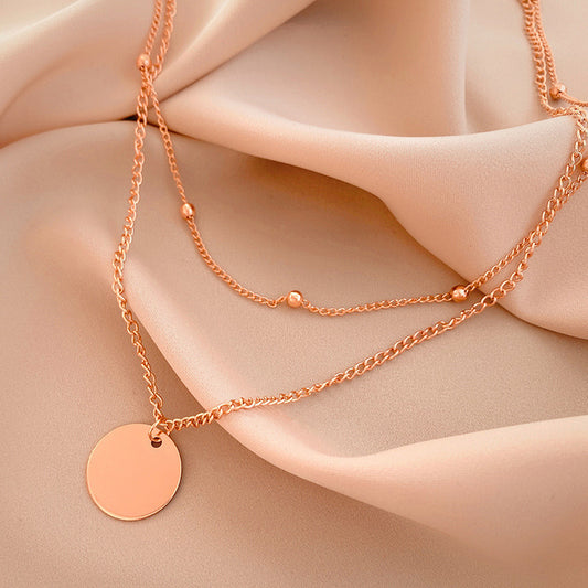 925 Silver Bead Chain Choker Round Double Layered Necklace