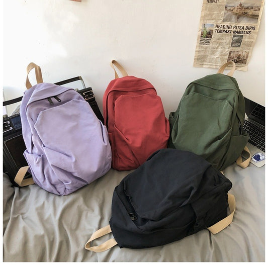 Backpacks Women Solid Color Zipper School Bag