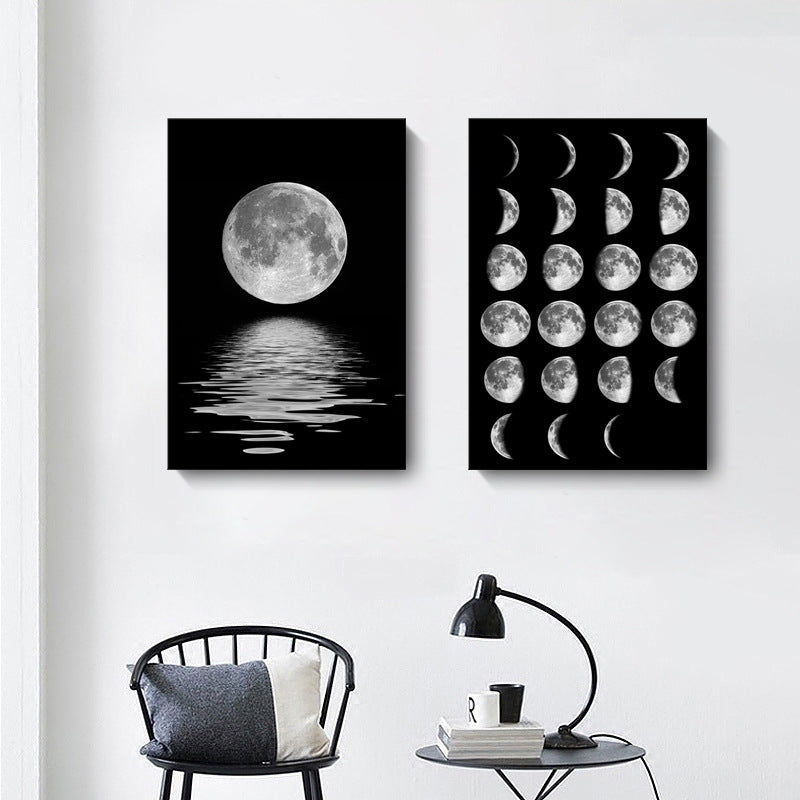 Moon Black White Quote Wall Decor Canvas Painting