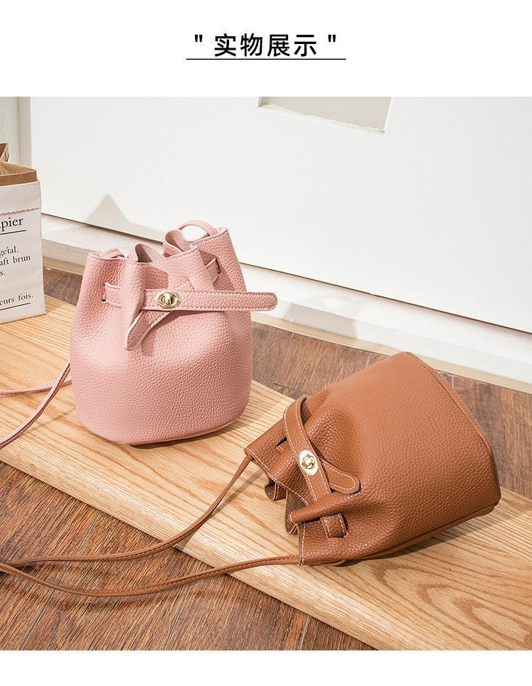 High-End Feel Lychee Pattern Pink Women's Crossbody Bag