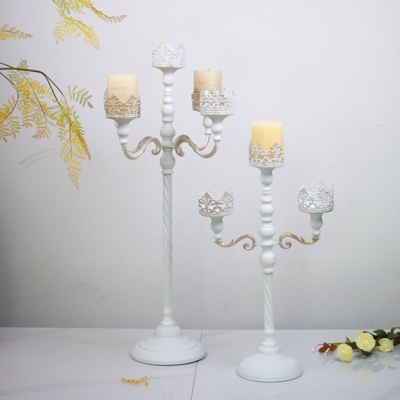 Metal Candelabra for Wedding Table Decorations Candlestick Gold White Silver 3 Arms