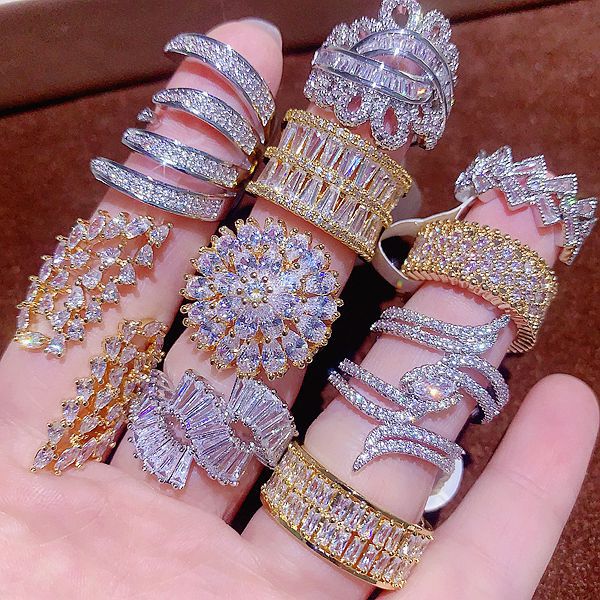 Inlaid Zircon Diamond Copper Alloy Women's Ring