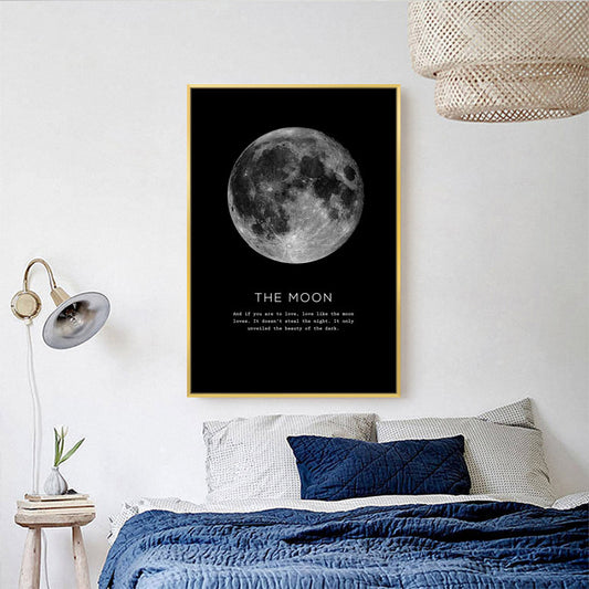 Moon Black White Quote Wall Decor Canvas Painting