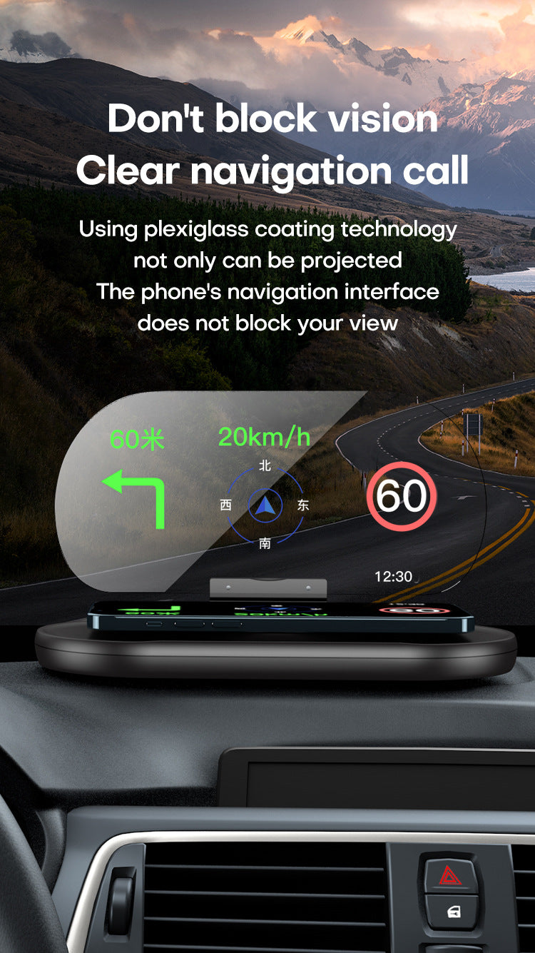 Angle GPS Navigator Hud Projector Magnetic Wireless Fast Charger Phone Holder