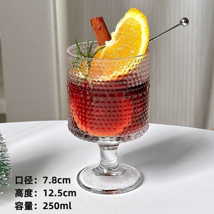 Engraved Embossed Small Goblet Glass Cup For Soju Sake Liquor Short Stemmed Glass