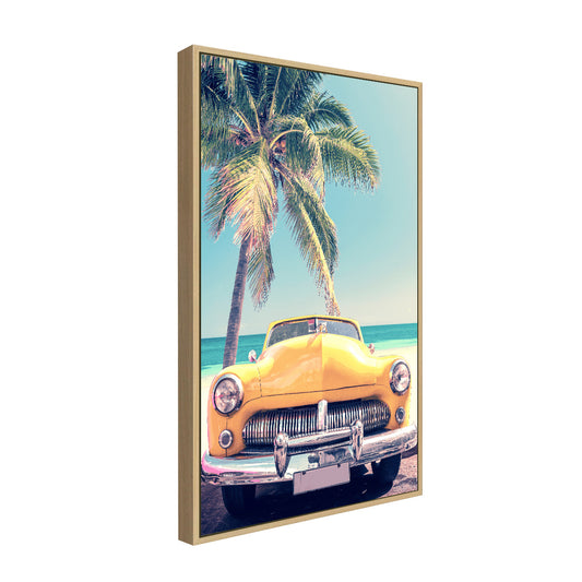Beach and Car poster - Artwork to frame with a car on the beach