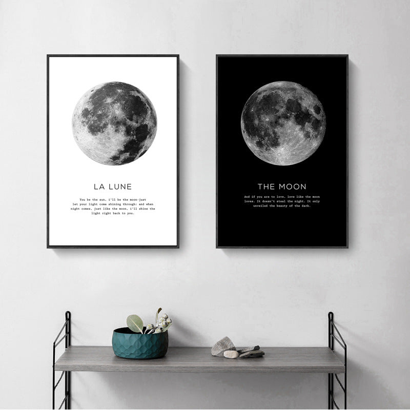 Moon Black White Quote Wall Decor Canvas Painting