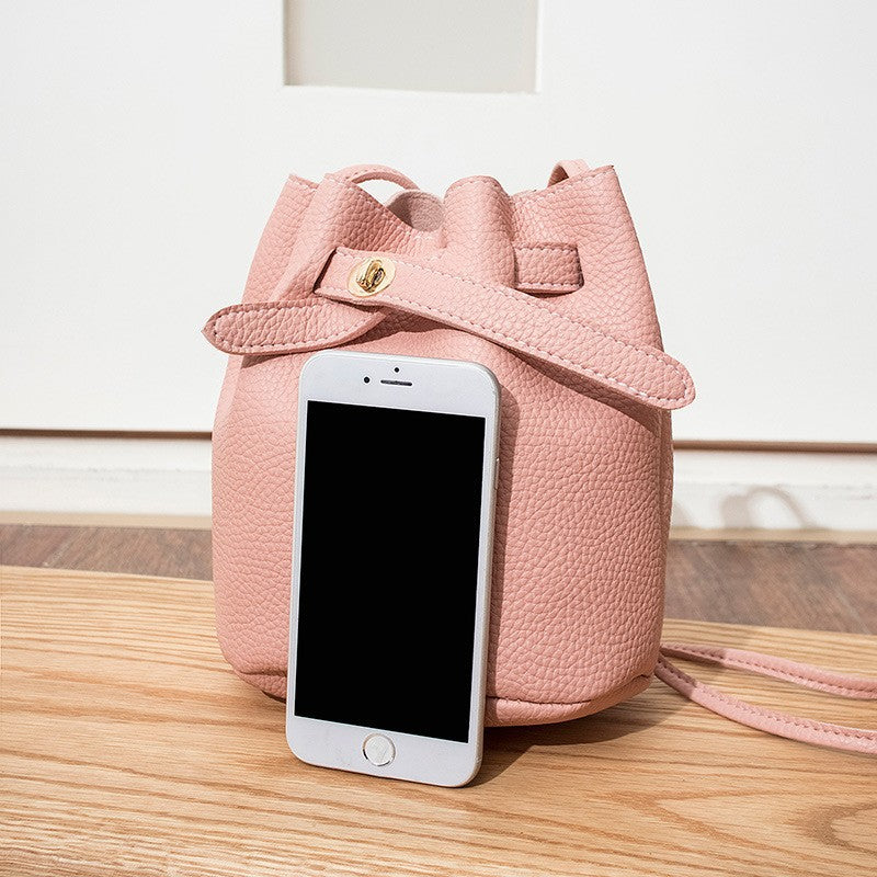 High-End Feel Lychee Pattern Pink Women's Crossbody Bag