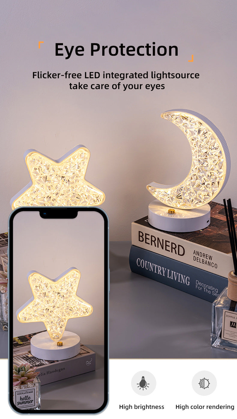 3D Acrylic Crystal Table Light USB LED Star Moon Night Light