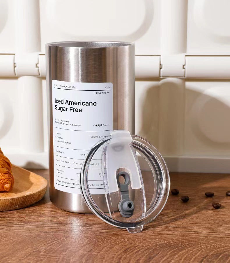 600ml Stainless Steel Insulated Coffee Mug With Straw Leak-Proof