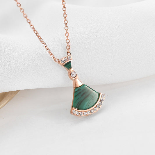 Luxury Titanium Steel Green Roman Numeral Necklace