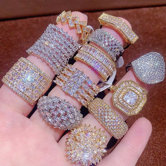 Inlaid Zircon Diamond Copper Alloy Women's Ring