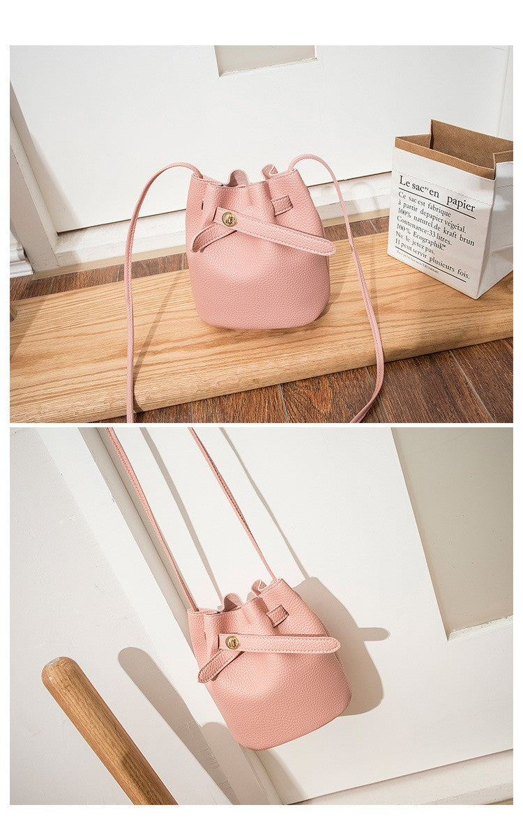 High-End Feel Lychee Pattern Pink Women's Crossbody Bag