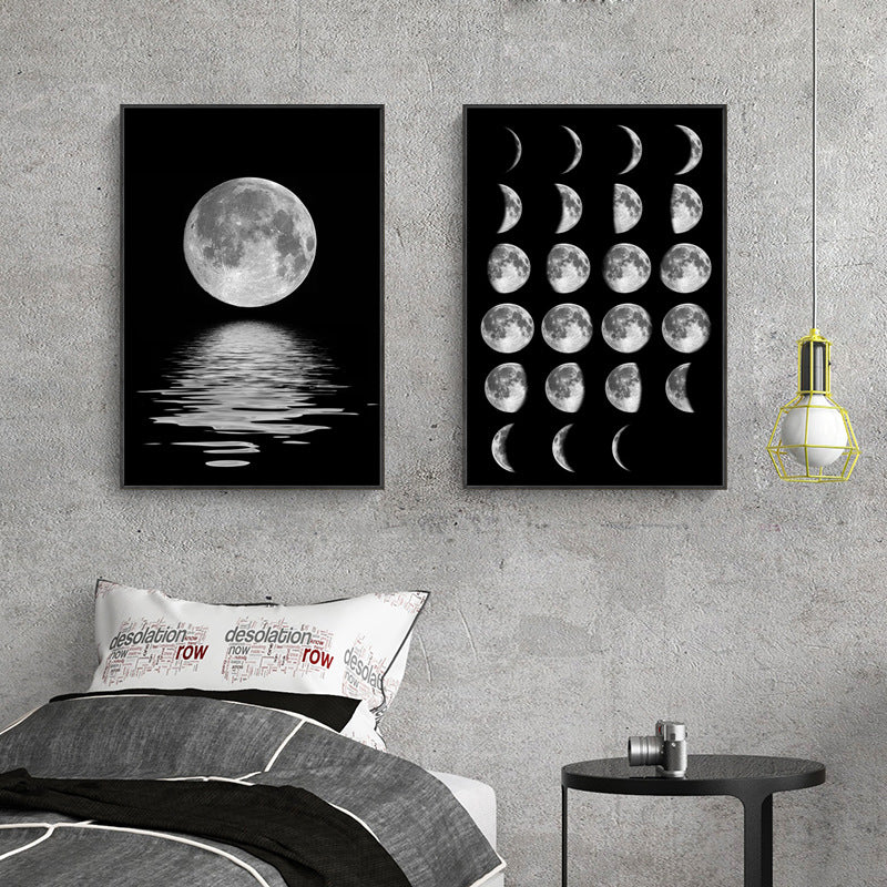 Moon Black White Quote Wall Decor Canvas Painting