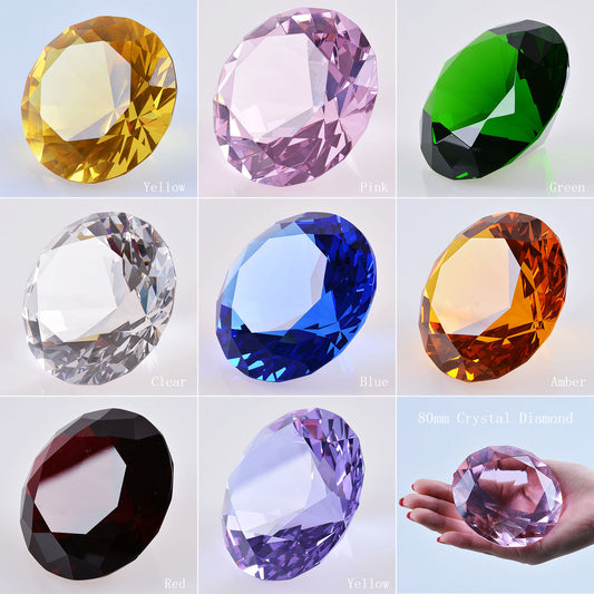 Blue Crystal Glass Diamond for Paperweight Table Home Decoration