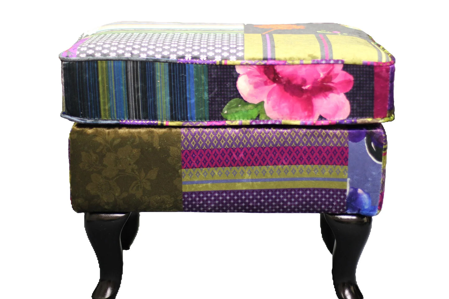 The Patchwork Ottoman combines expert craftsmanship