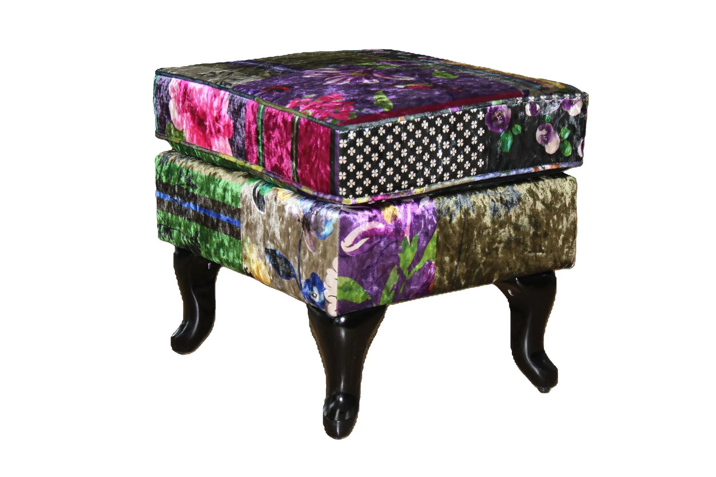 The Patchwork Ottoman combines expert craftsmanship
