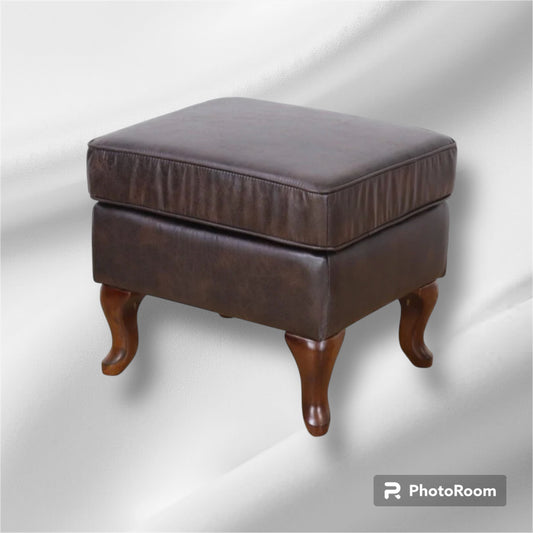 Ottoman - Man-made leather Black/Brown